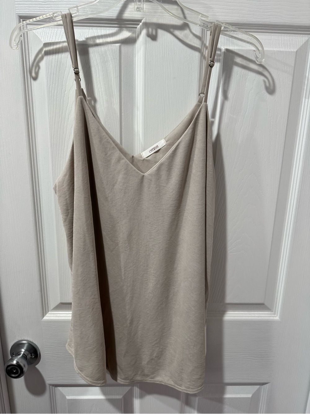 Cherish Neutral Taupe V-Neck Adjustable Strap Camisole